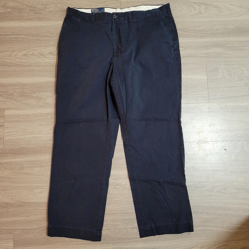VTG Polo Ralph Lauren Preston Pants Mens 40x32(39x30) Navy Cotton Chino Straight